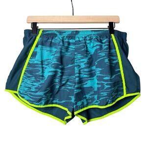 NIke Dri-Fit Womens Tempo Running Active Shorts Size M Liquid Print Green Blue L